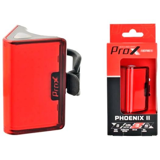Велоліхтар габаритний задній ProX Phoenix II Memory Mode, 100 Lm, 8 режимів, акумулятор, USB-C, червоний