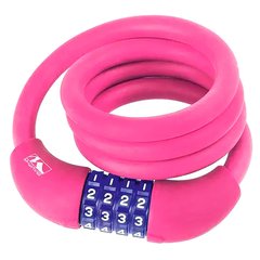 Велозамок M-Wave трос, кодовый, 12х1000мм, розовый