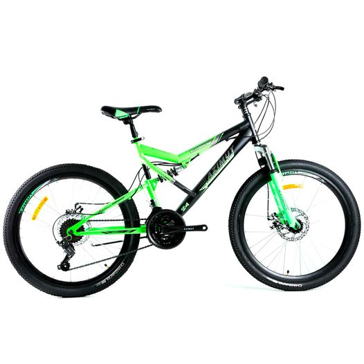Подростковый двухподвесный велосипед 24" Azimut Scorpion GD 17" черно-зеленый