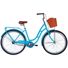 Міський велосипед 28" Dorozhnik Obsidian 2024, багажник, кошик, крила, блакитний