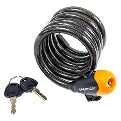 Велозамок Spencer ZS7324 трос, ключ, 12х1500мм, черный/оранжевый