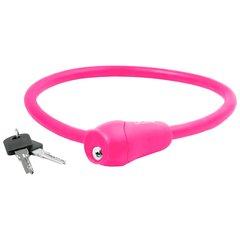 Велозамок M-Wave трос, ключ, 12x600мм, рожевий