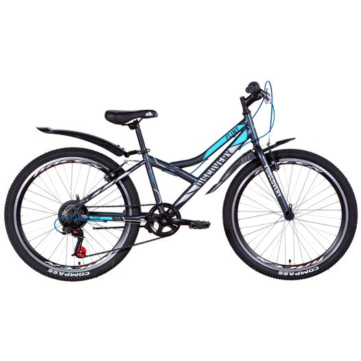 Подростковый велосипед 24" Discovery FLINT 2021 черно-синий с серым