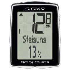 Велокомпьютер беспроводной Sigma Sport BC 14,16 STS CAD, 17 функций, альтиметр, каденс, черно/белый