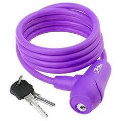 Велозамок M-Wave трос, ключ, 8x1500мм, фиолетовый