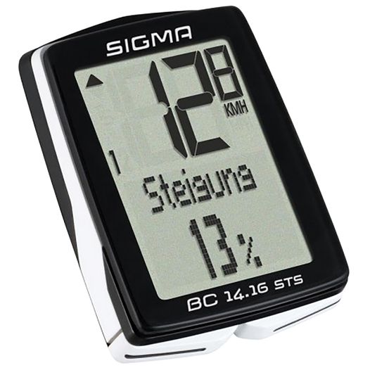 Велокомп'ютер бездротовий Sigma Sport BC 14,16 STS CAD, 17 функцій, альтиметр, каденс, чорно-білий