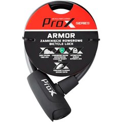 Велозамок ProX Armor, трос, ключ, 6x600 мм, чорний