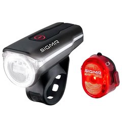 Комплект освещения Sigma Aura 60 + Nugget II, 60 Lux, аккумулятор, USB, черный/серый
