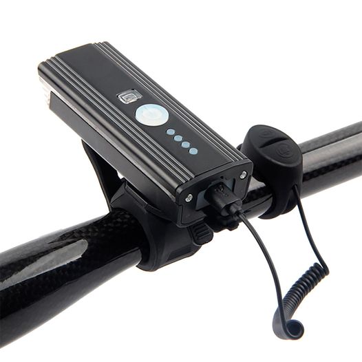 Велофонарь передний с боковой подсветкой BC-FL1625 300лм питание Li-on 1200mAh с эл звонком USB Pl