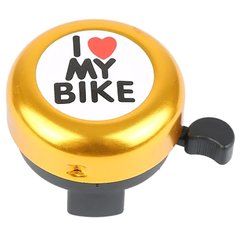 Звонок на велосипед DN BL-005 I love my bike, золотой