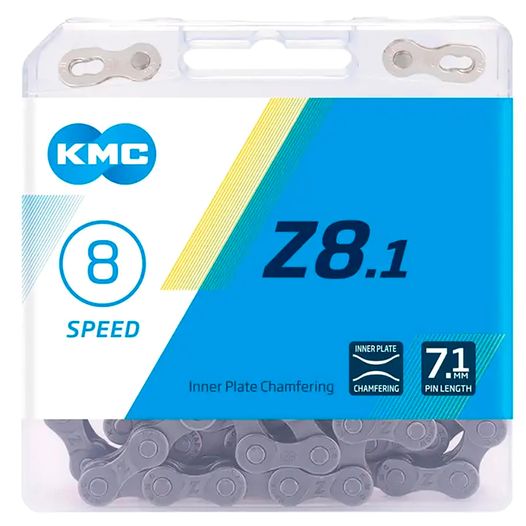Велосипедний ланцюг KMC Z8,1 1/2"X 3/32" 116 ланок, 7-8 швидкостей, сірий