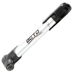 Ручной насос для велосипеда Beto CAH-107, AV/SV/FV, 23см, алюминиевый, телескоп, крепление, серый