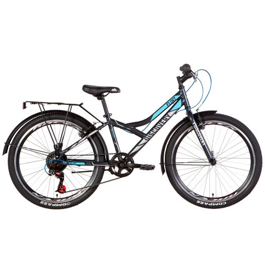 Подростковый велосипед 24" Discovery FLINT MC 2021 черно-синий с серым
