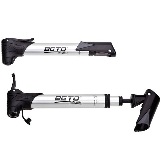 Ручной насос для велосипеда Beto CAH-107, AV/SV/FV, 23см, алюминиевый, телескоп, крепление, серый