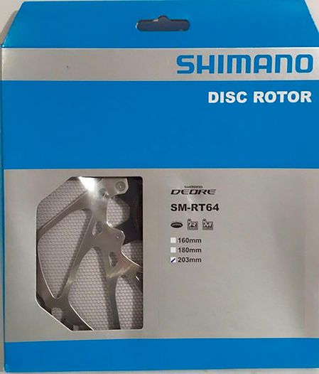 Ротор гальма велосипеда Shimano SM-RT64-L DEORE, 203мм, CENTER LOCK (ESMRT64L)