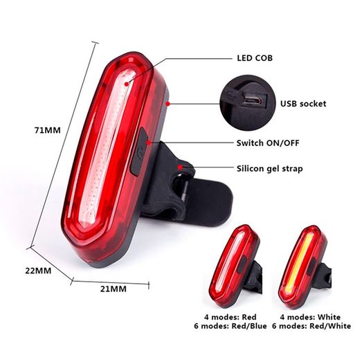 Мигалка задня BC-TL5434 скло LED USB червоне світло