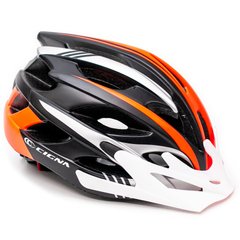 Велошлем с белым козырьком CIGNA WT-016 L (58-61см) черно-серо-оранжевый