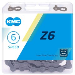 Велосипедная цепь KMC Z-6 114L, 6 speed, с замком, BOX gray/gray