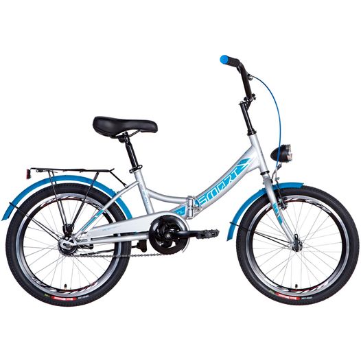 Складной велосипед 20" Formula SMART с фонарём 2021 серебристо-синий