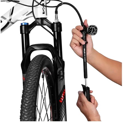 Насос для велосипеда Giyo GS-02D для вилок, алюмінієвий, з манометром, 300 PSI, AV, чорний