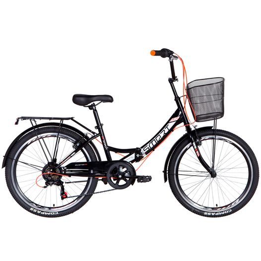 Складной велосипед 24" Formula SMART с корзиной, трещётка 2021 черно-оранжевый