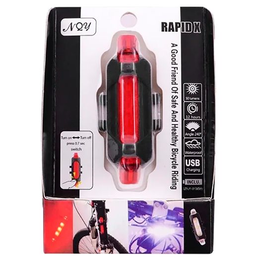 Задний фонарь для велосипеда BauTech DC-918/AQY-093, аккумулятор, micro USB, красный