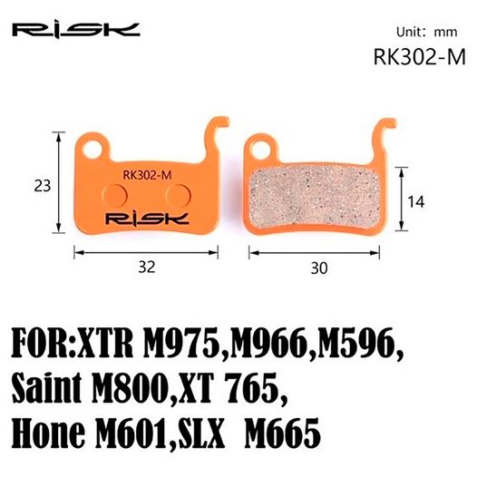 Тормозные колодки дисковые RISK RK302-S Shimano M975/966/596/800/765/775/601/665/585/545/535, R-505, S-500 полуметалл
