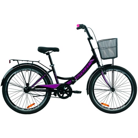 Складний велосипед 24" Formula SMART 7 з кошиком 2020 чорно-фіолетовий