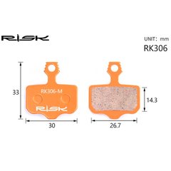 Тормозные колодки дисковые RISK RK306-S AVID ELIXI/R/CR Mag/E1/E3/E5/E7/E9/XO/XX полуметалл