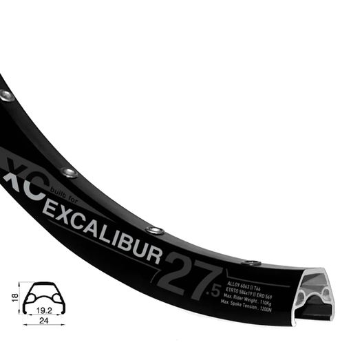 Обід велосипедний 27,5" Rodi Excalibur XC, Disk, 32H, 584x19мм, чорний