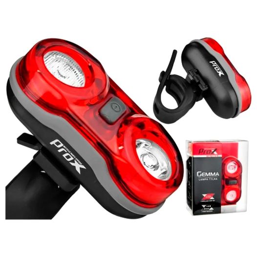Задній ліхтар для велосипеда ProX Gemma 2x0,5W, 2 LED, 3 режими, батарейки, чорний